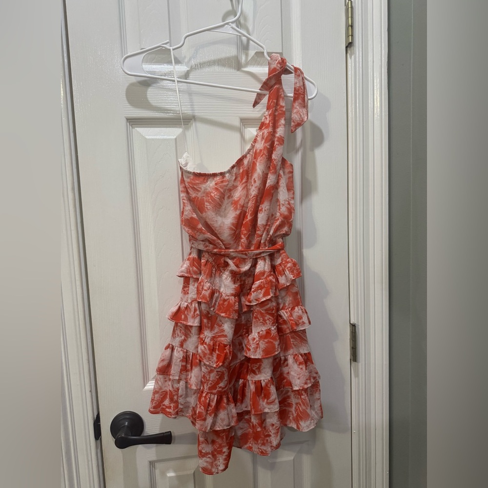 Luxxel Red and White Patterned Dress